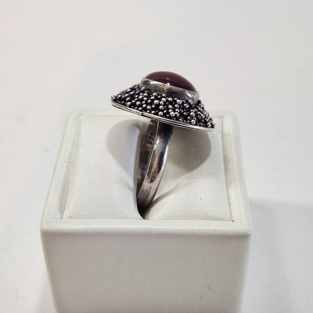 Unique Round Carnelian Stone With Multiple Sterli… - image 3